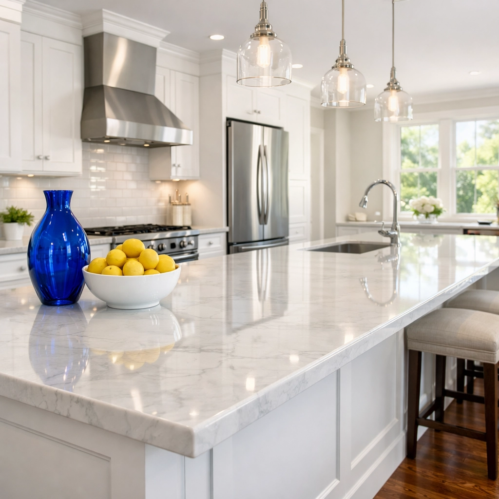 Spotless modern kitchen in Worcester MA showing professional deep cleaning results near the WPI campus.