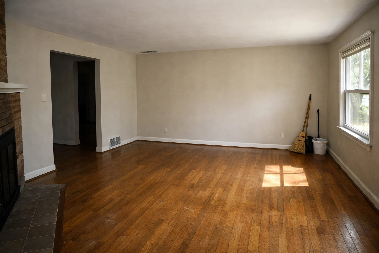 Clean, empty room after home cleanout services Columbus Ohio and estate liquidation services in Worthington.