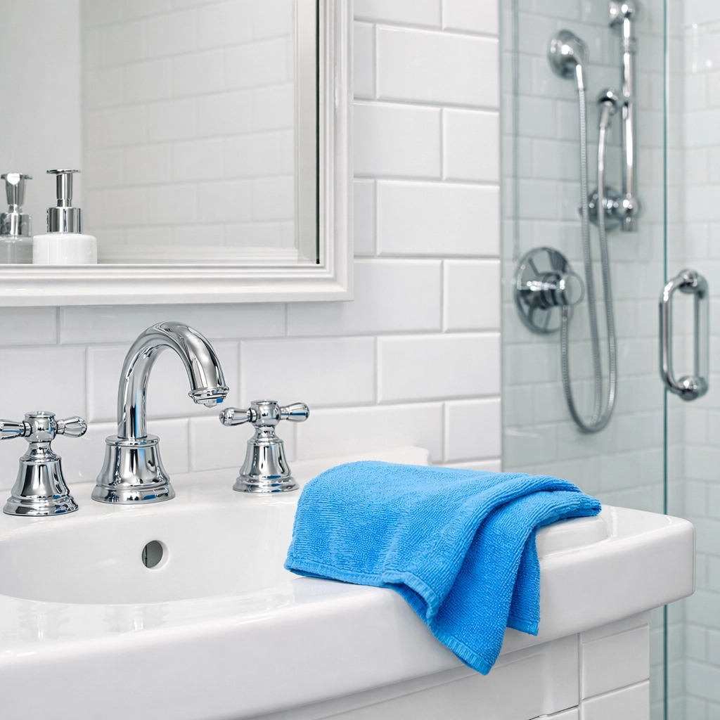 Detailed view of a spotless bathroom after professional move-out cleaning in the Boston area