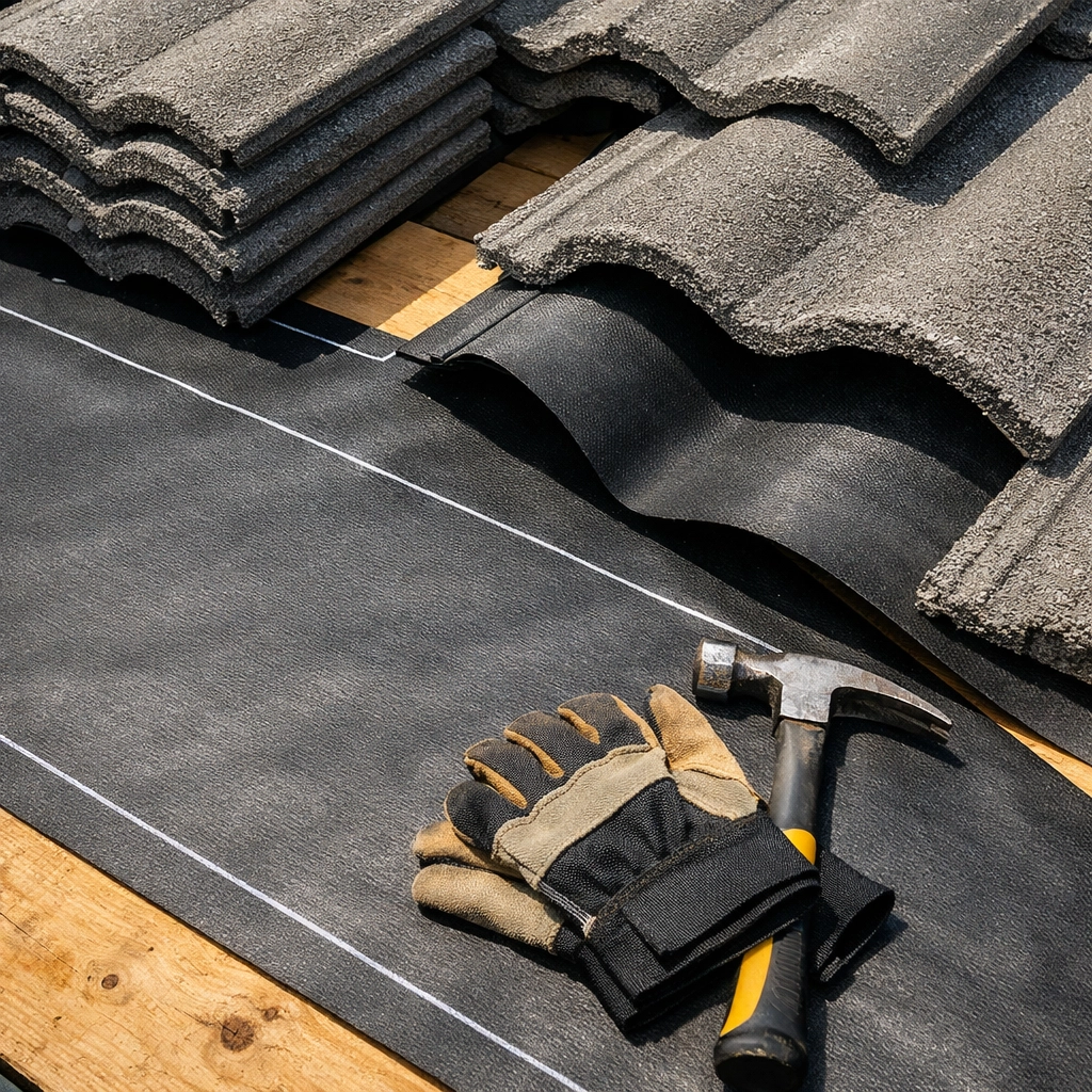 Expert tile roof repair in Phoenix AZ showing the critical installation of a waterproof underlayment.