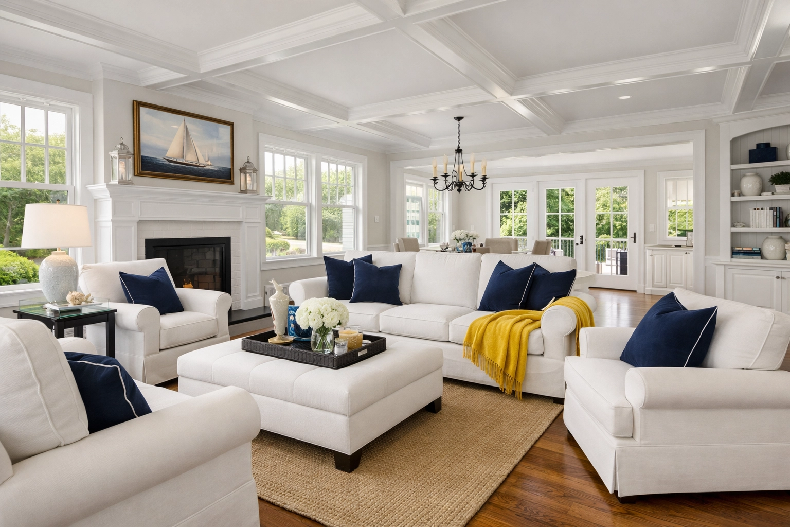 Pristine Cape Cod living room in Yarmouth Port maintained by weekly house cleaning.