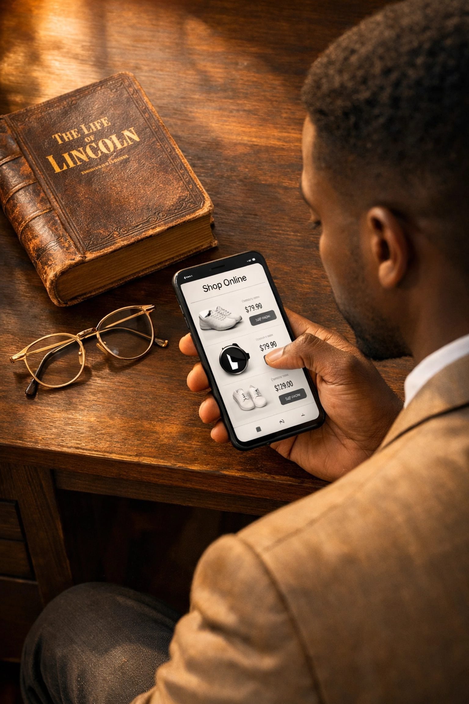Your Quick-Start Guide to Sonny’s Black People of Interest: Why Every Click is a Modern Money Move A Black professional browsing the Black Wall Streets marketplace on a smartphone next to a historical biography.