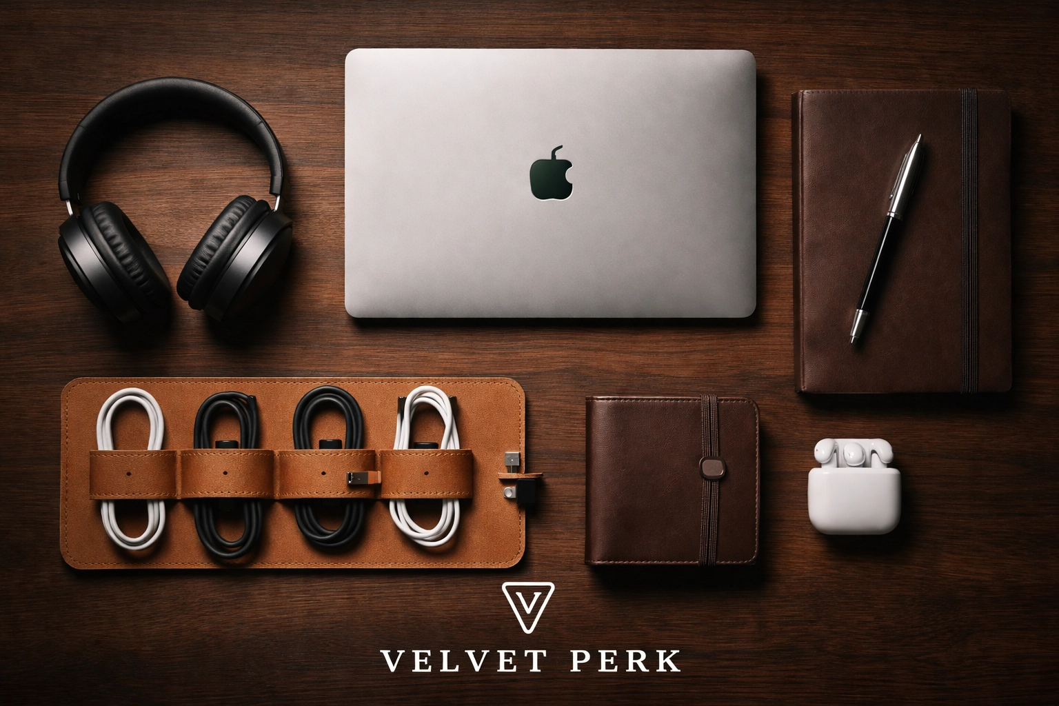 The Remote Worker's Guide to Coffee Shop Productivity Remote worker essentials including laptop, headphones, and notebook organized for a focused coffee shop session.