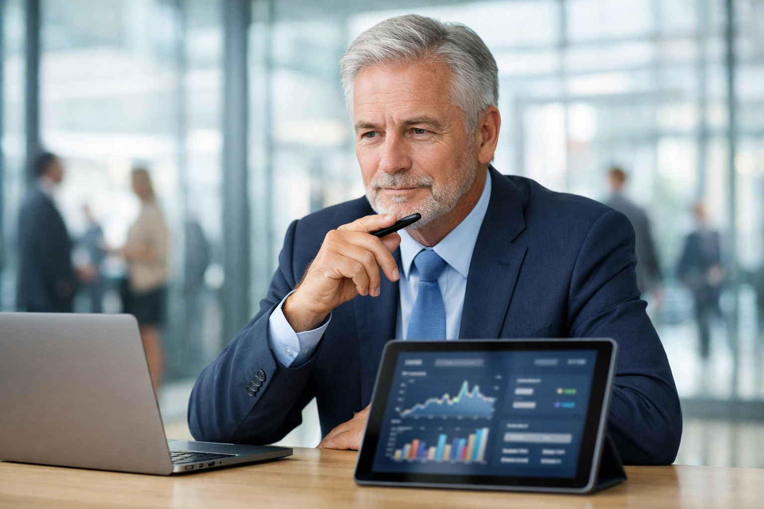 Business leader analyzing ServiceNow ROI and performance metrics to maximize digital transformation value.