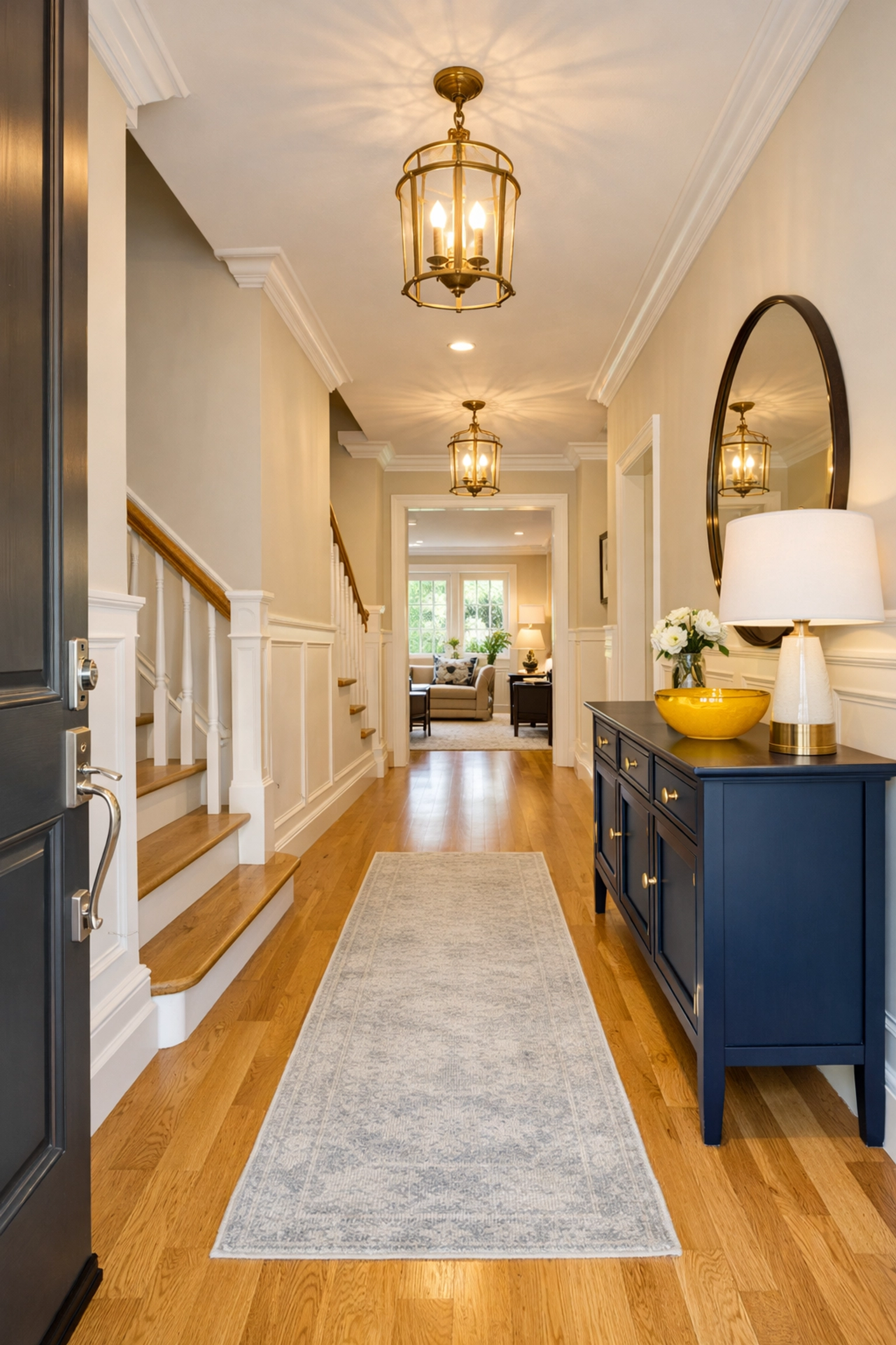 Impeccably clean and bright home entryway in Bolton MA maintained by eco-friendly cleaning services.