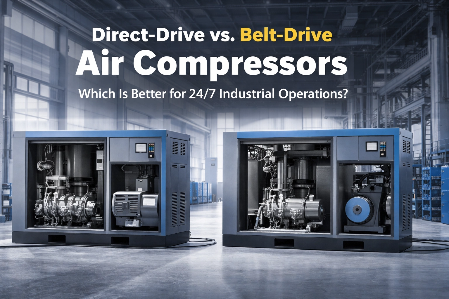 Direct-Drive vs. Belt-Drive Air Compressors: Which Is Better for 24/7 Industrial Operations?