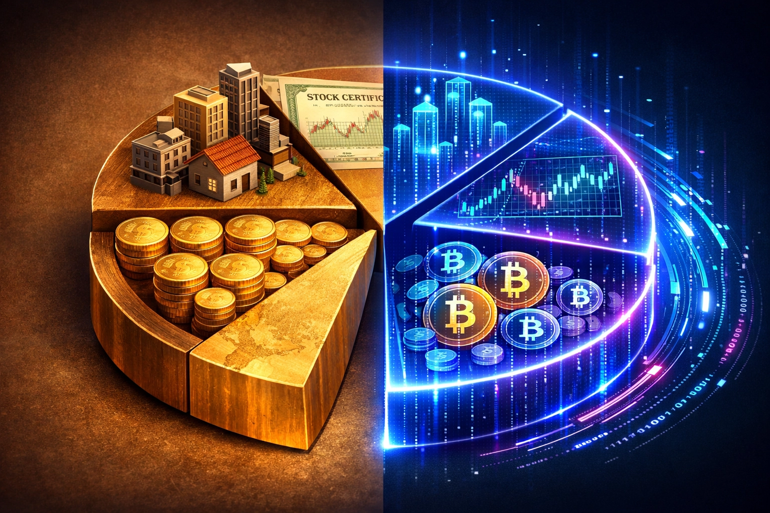 Portfolio diversification model blending traditional assets with digital investment strategies