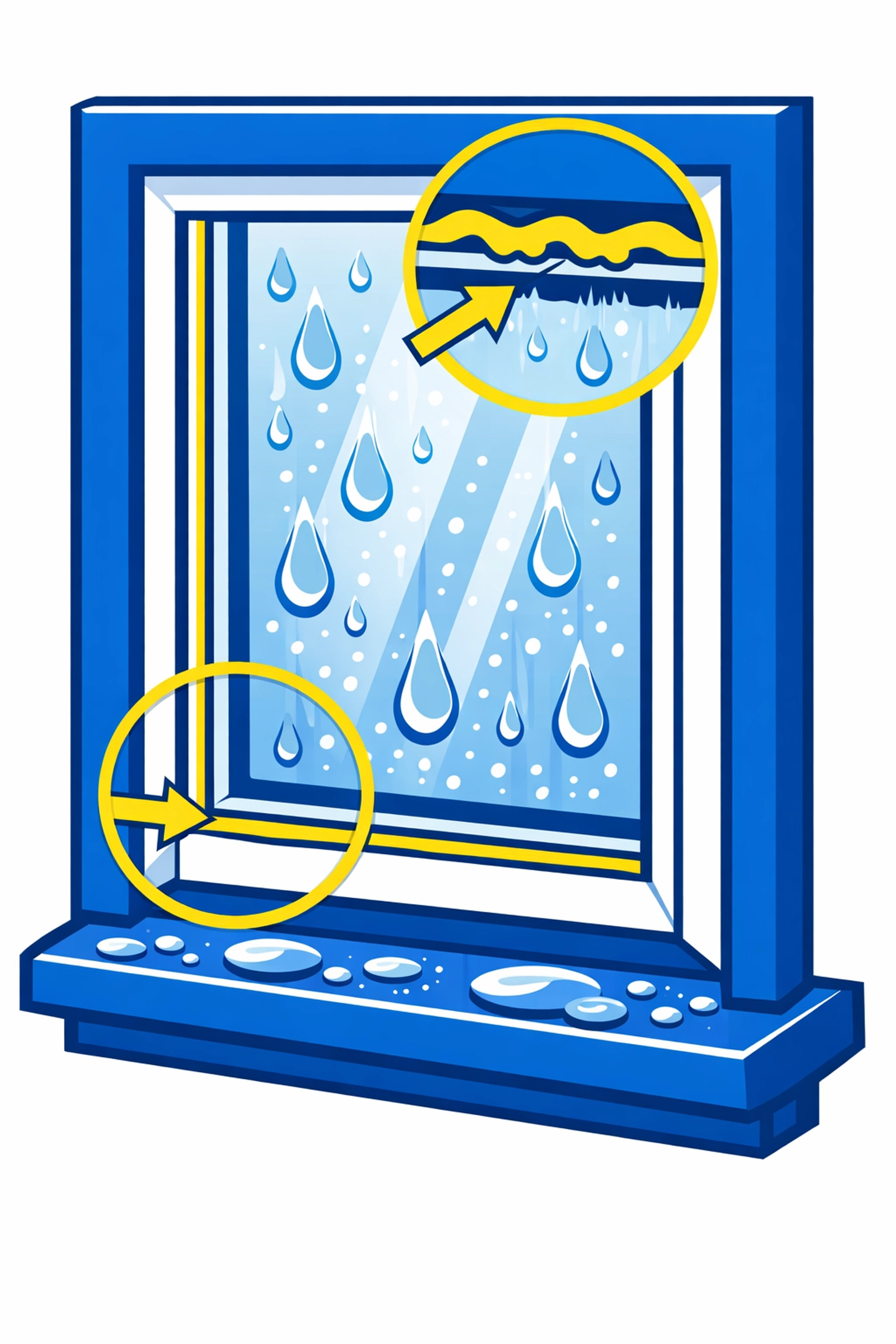 Window condensation and moisture damage between panes and on sill