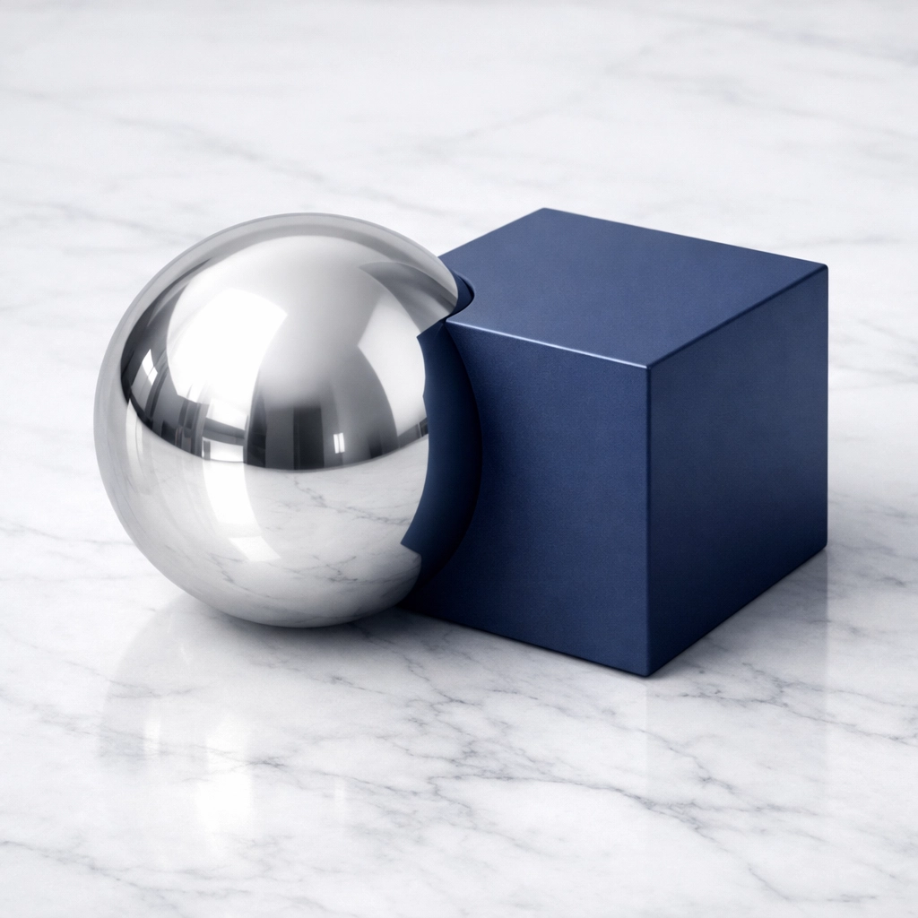 Interlocking geometric shapes representing the balance between market growth and cash value liquidity.