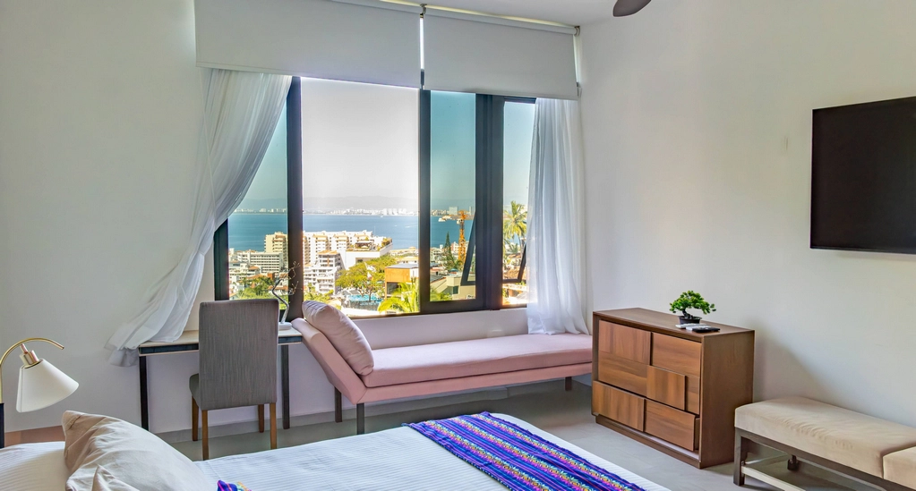 Bright bedroom with views in Puerto Vallarta