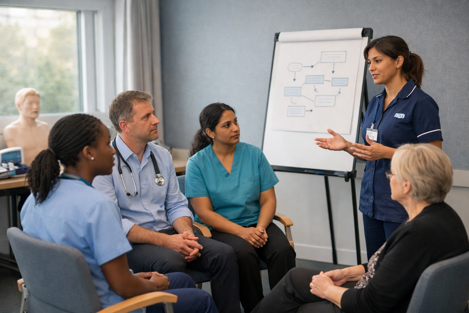 NHS primary care staff attending respiratory workforce training session on pathway delivery