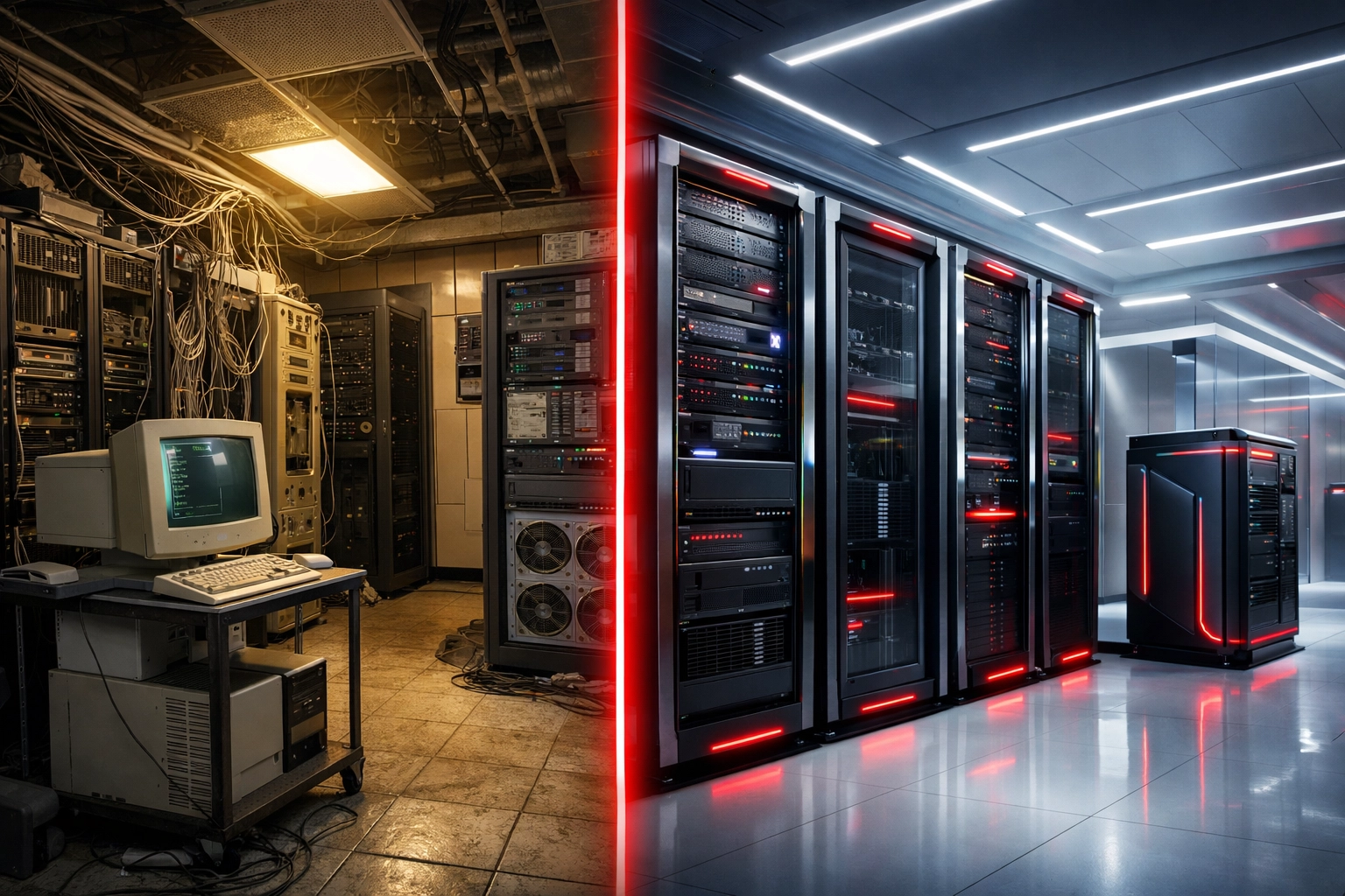 Legacy infrastructure versus modern data platform foundation comparison for enterprise AI