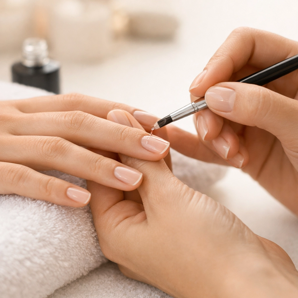 Professional gel manicure application at Emerald Beauty Day Spa in Canmore