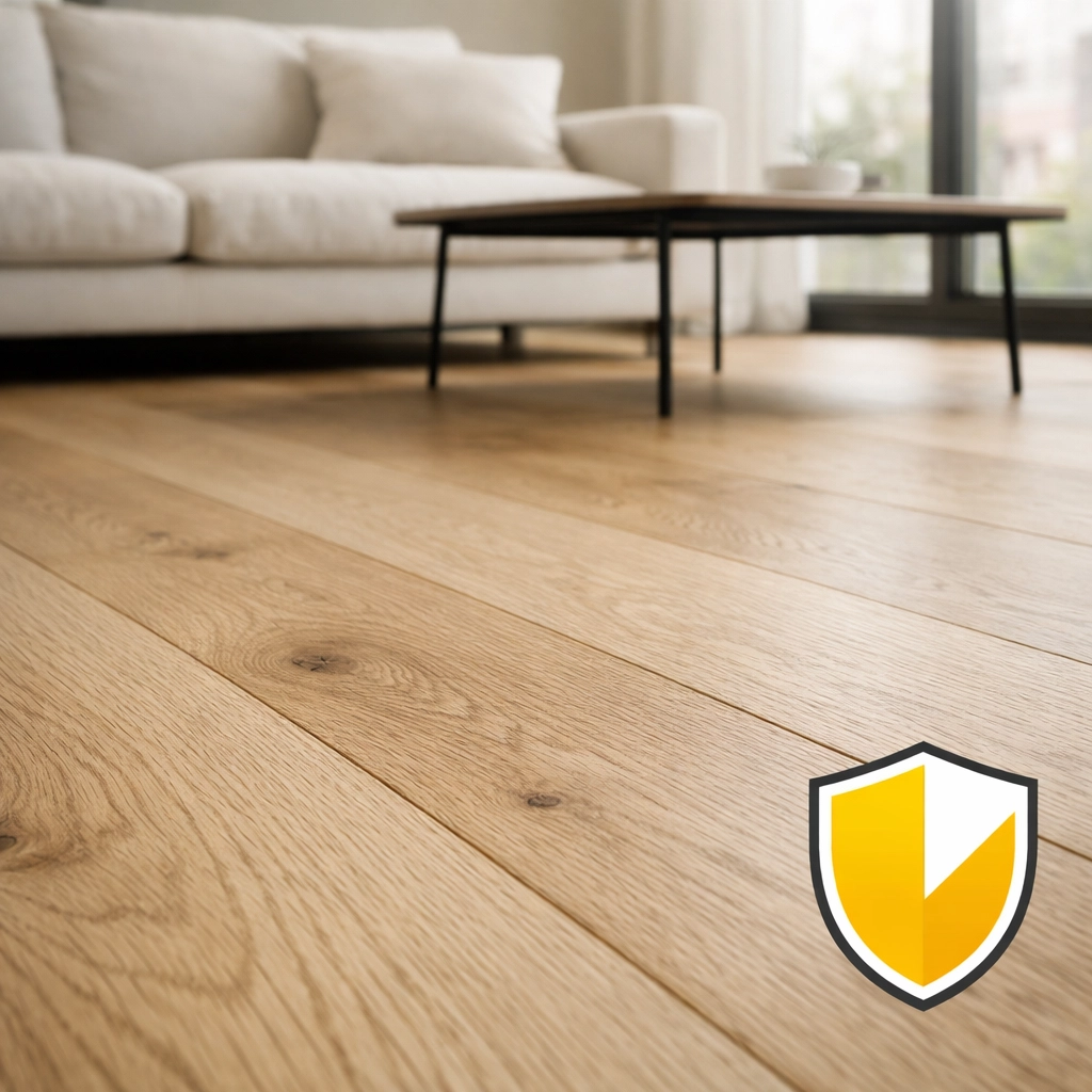Modern matte finish hardwood floors in light oak, showing natural wood grain and durable refinishing in a Chicago home.