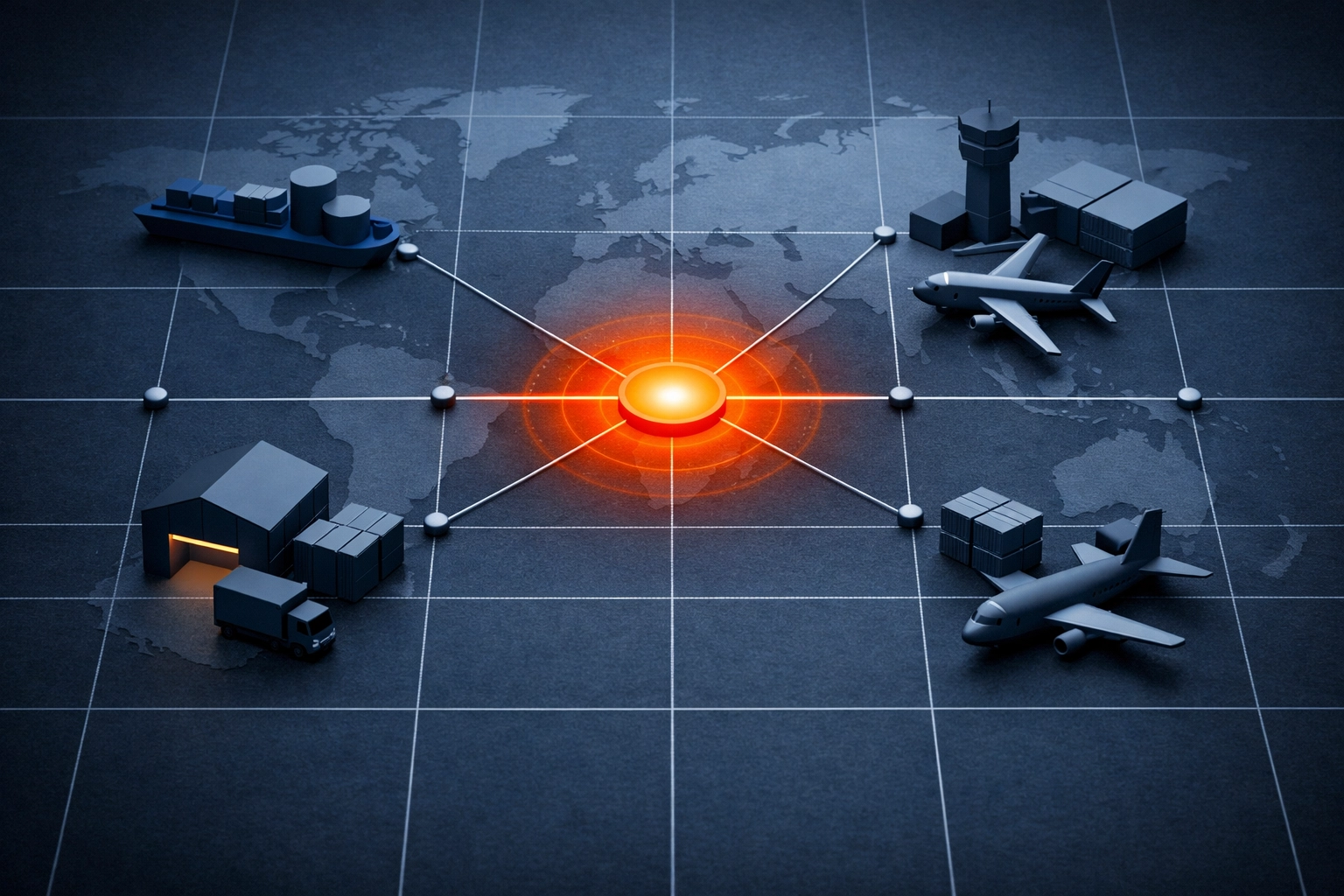 Minimalist supply chain grid highlighting efficient ingredient logistics for nutrient management standards.