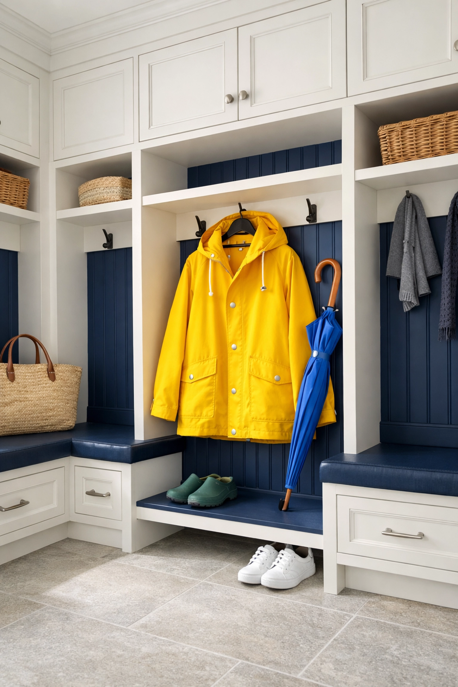 A spotless mudroom illustrating the seasonal frequency for Deep Cleaning in Marblehead MA services.