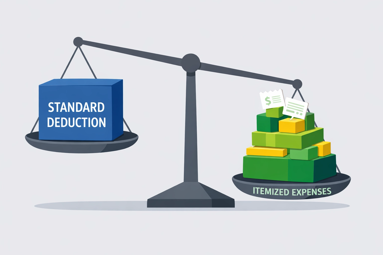 Comparison of standard deduction versus itemized deductions to maximize your 2026 tax refund.