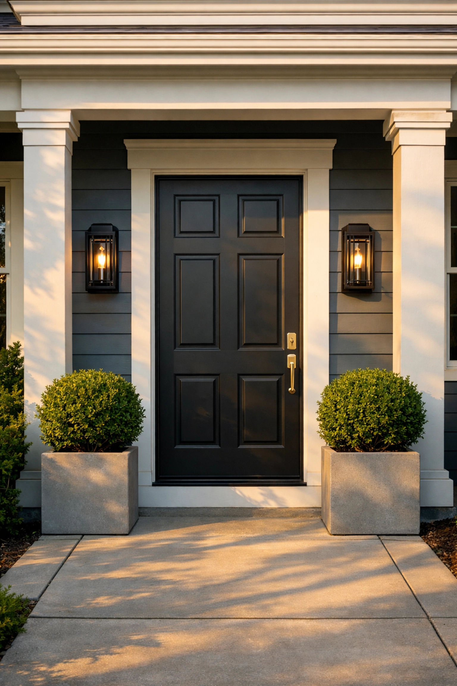 Minimalist modern home entrance in Hudson Ohio showcasing 2026 real estate success.