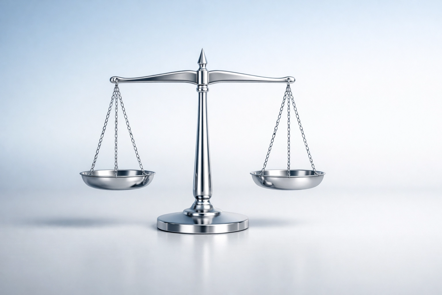 Symmetrical silver balance scale symbolizing legal fairness and justice in the Minnesota refugee ruling.