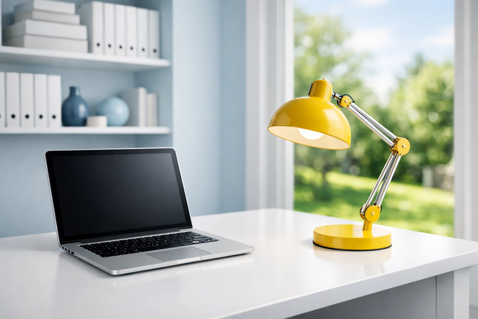 Minimalist home office in Westborough designed for focus and mental clarity via weekly house cleaning.