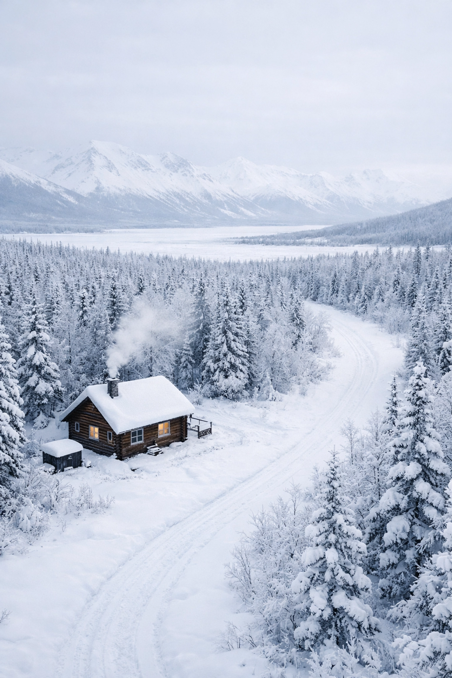 Remote snow-covered cabin in Alaska wilderness illustrating geographic isolation and need for RON