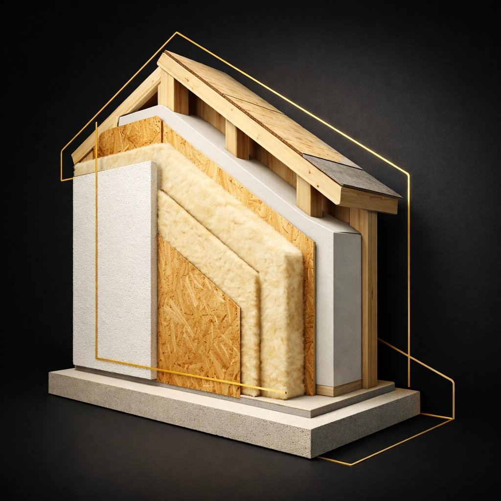 Wall insulation layers showing fabric performance for EPC rating