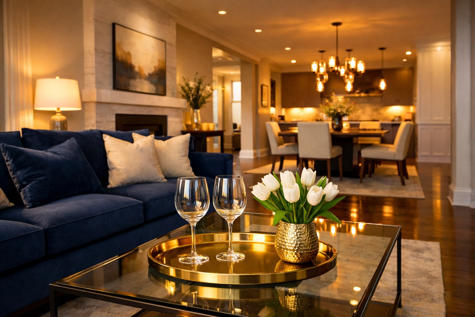 A clean, guest-ready living room highlighting the stress-free benefits of bi-weekly cleaning services.