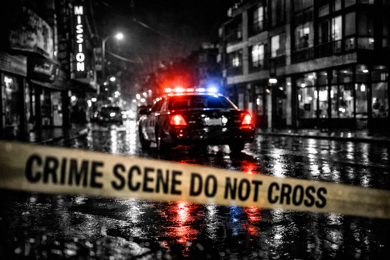 Police scene tape in Calgary's Mission district following a targeted kidnapping and assault investigation.