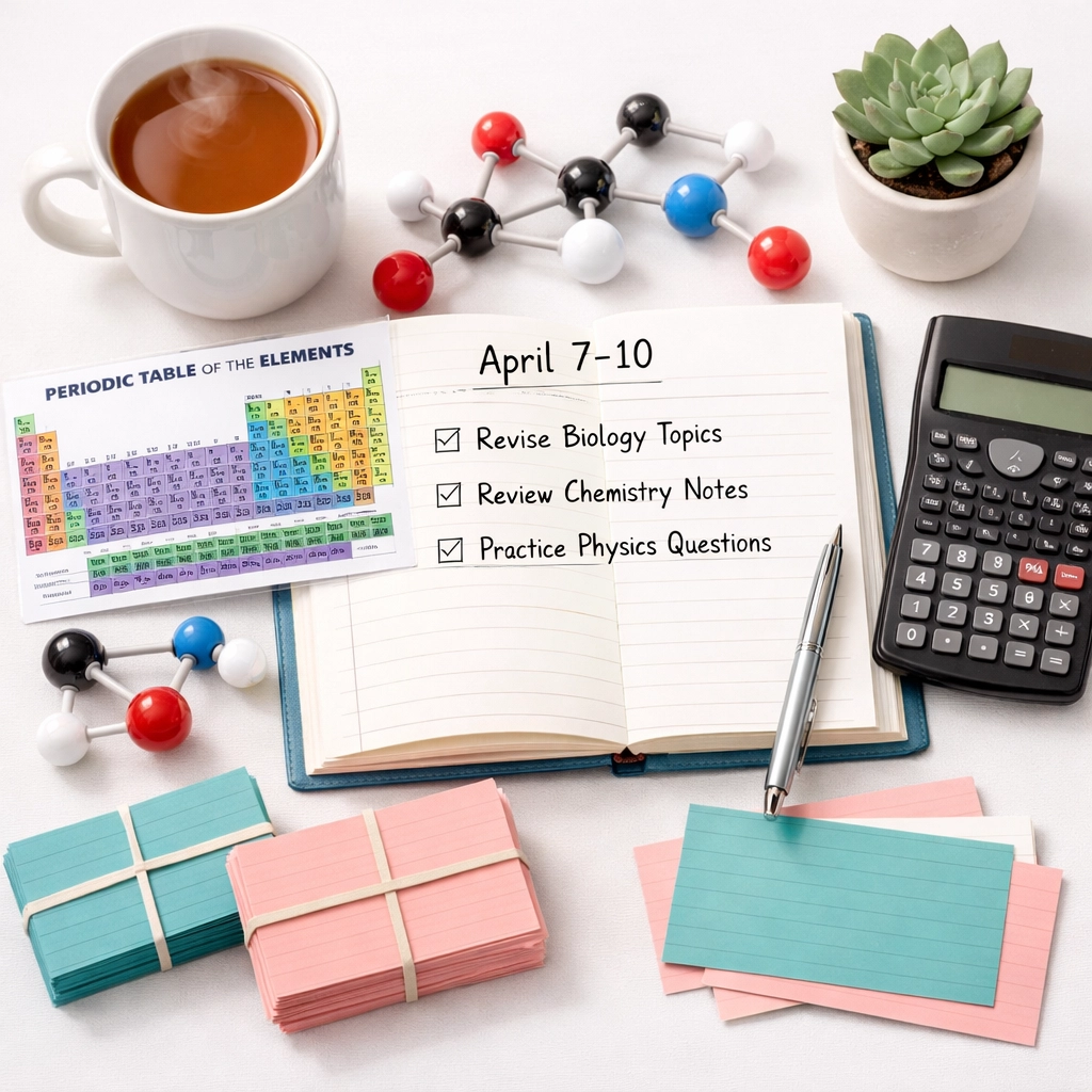 Organized GCSE Science revision materials and study planner for Easter revision course