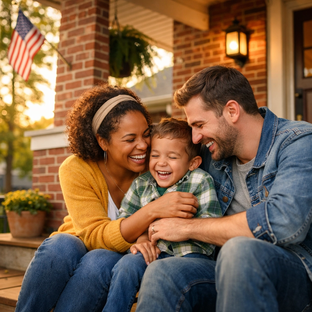 A family enjoying their new home after working with top real estate agents in Huntsville AL.