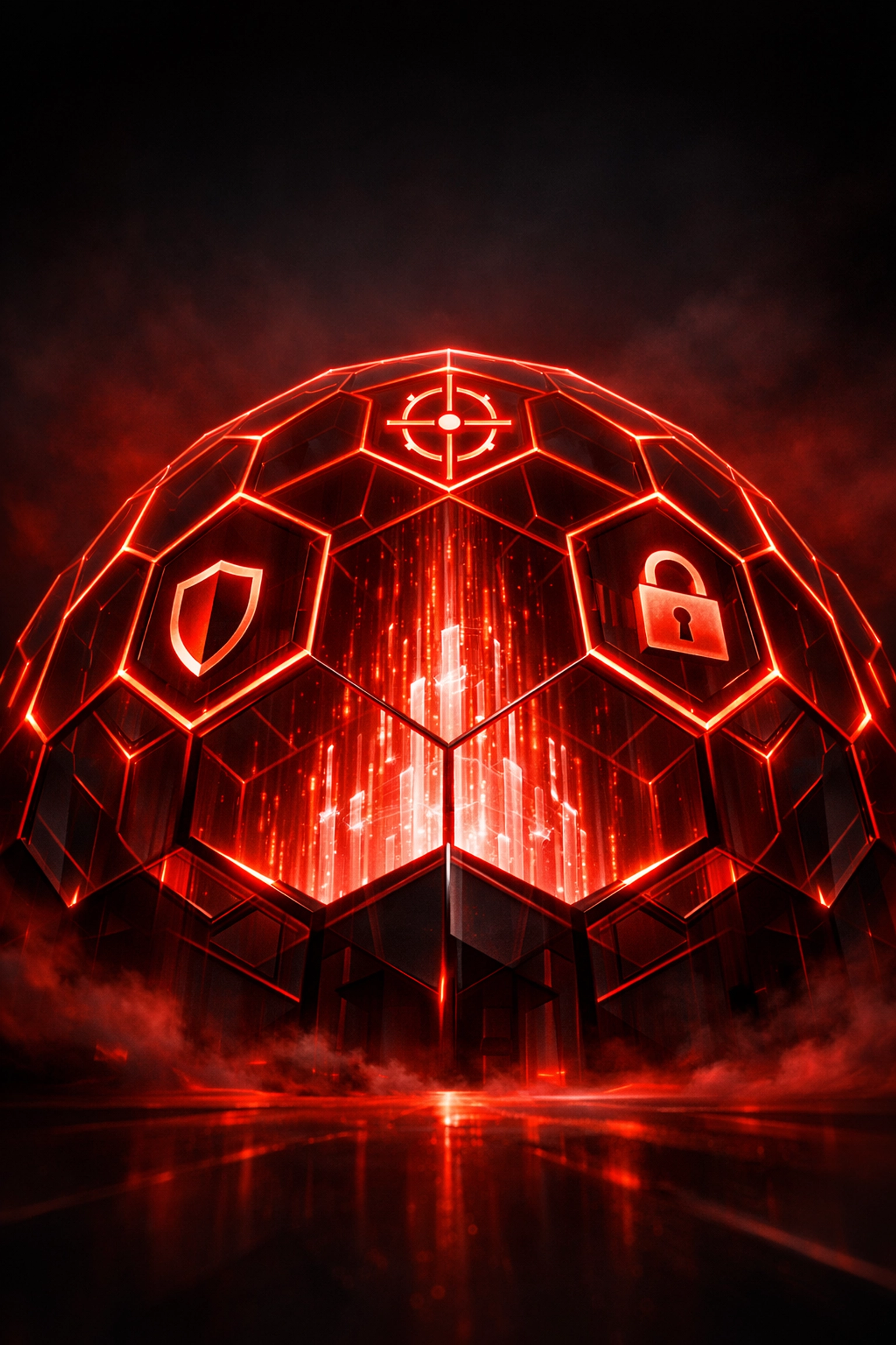 Secure data core protected by red geometric guardrails for safe agentic commerce transactions.