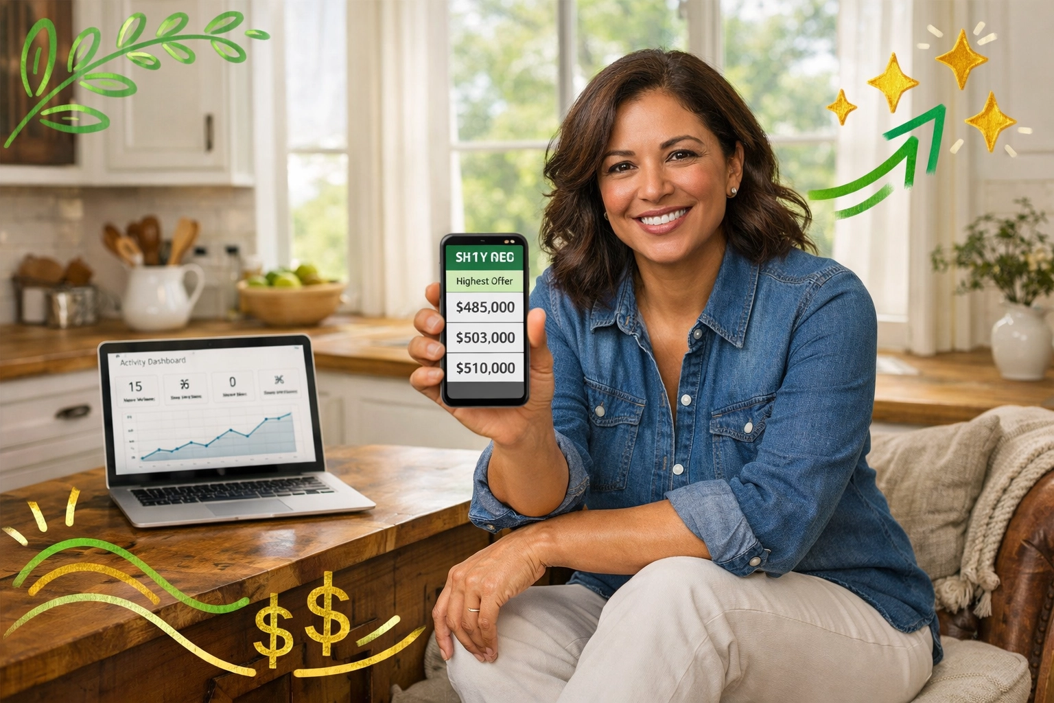 Confident North Metro Atlanta home seller using List with a Twist mobile bidding app