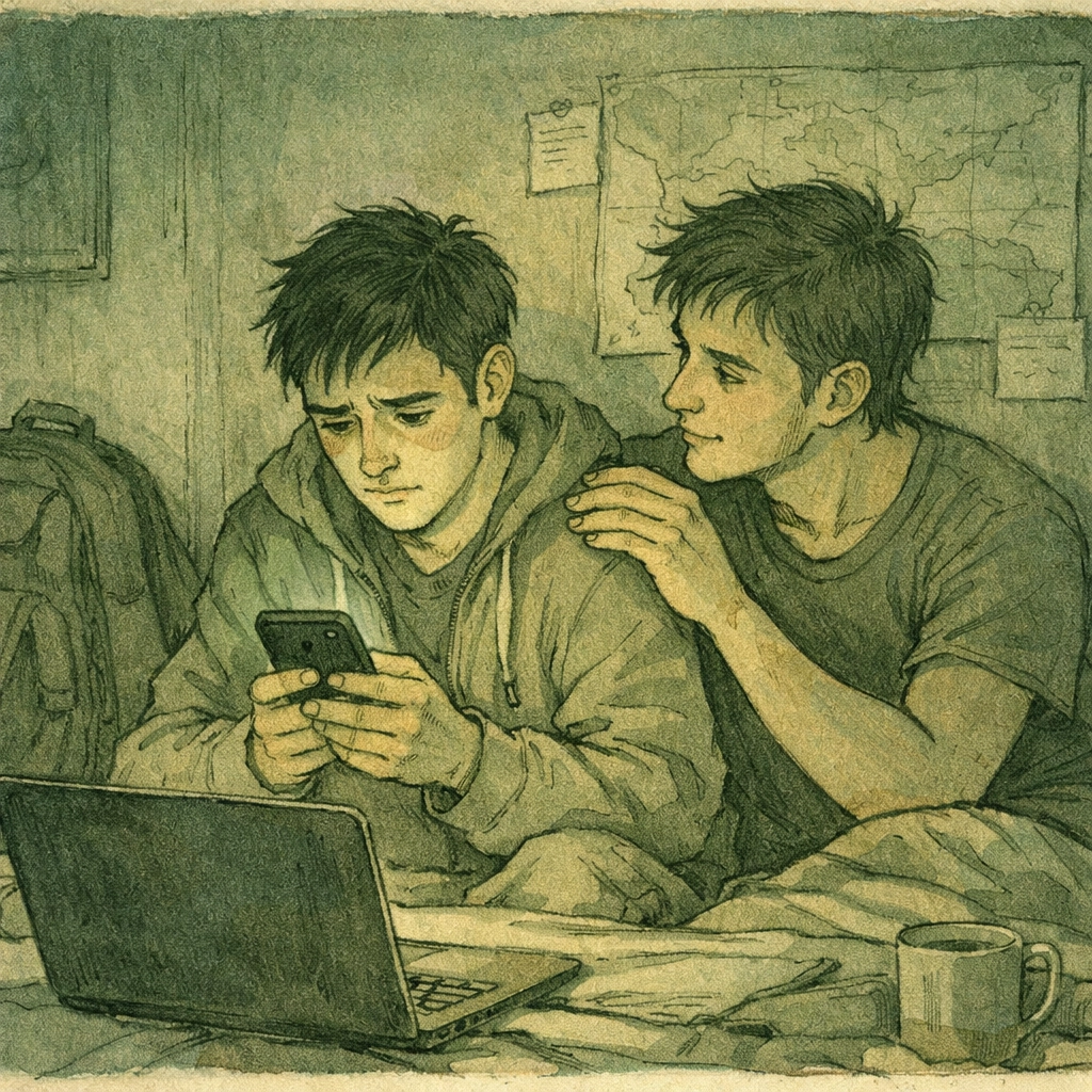 Gay refugees waiting anxiously for asylum approval in temporary apartment