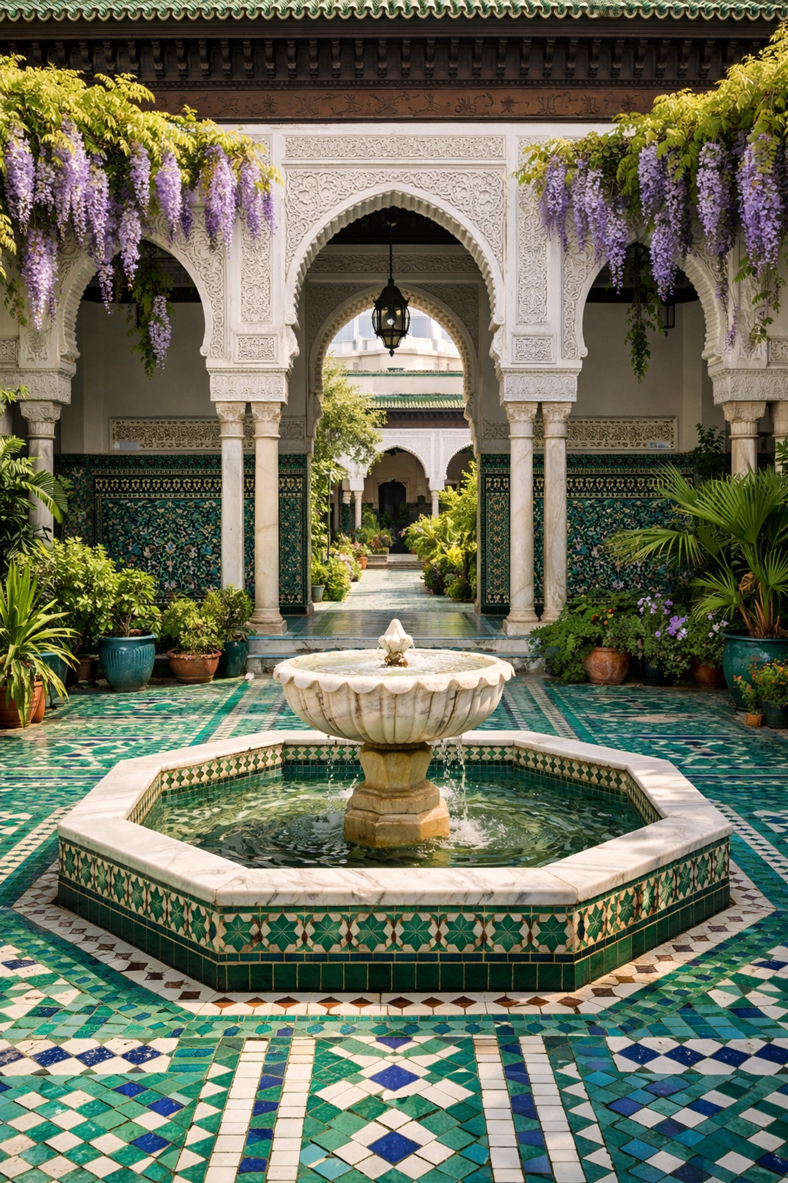 Top 10 Instagrammable Places in Paris That Aren’t Just the Eiffel Tower 2 Stunning tilework and blooming wisteria at the Grand Mosque, one of the most instagrammable places in Paris.