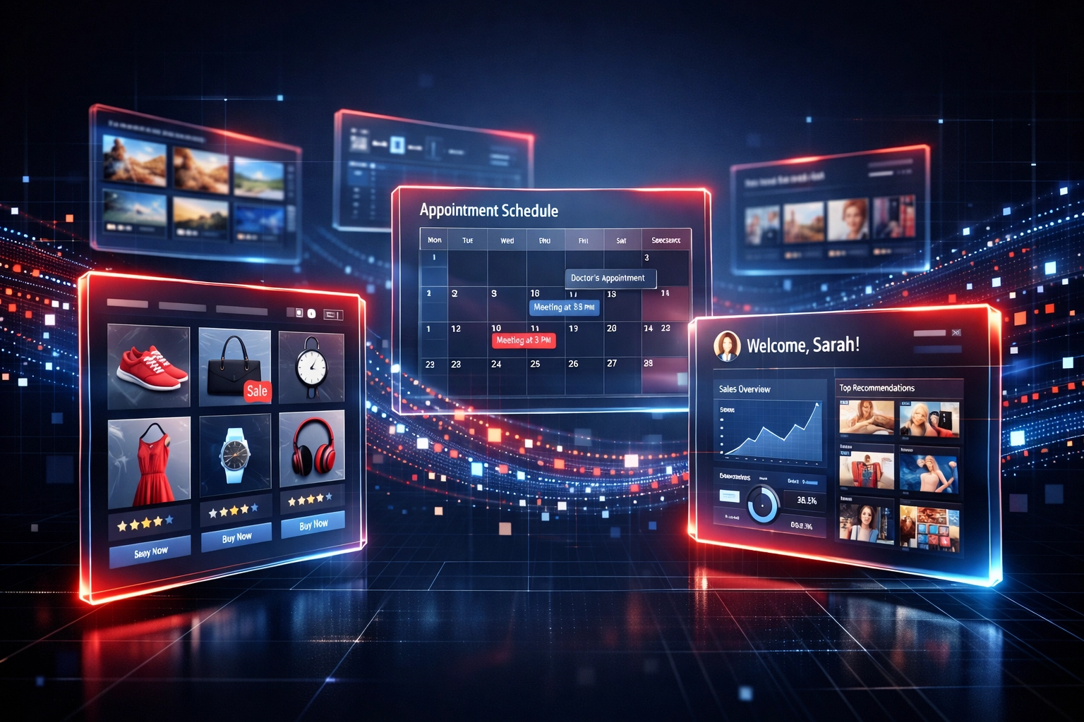 Multiple personalized customer experiences across e-commerce, scheduling, and business dashboards