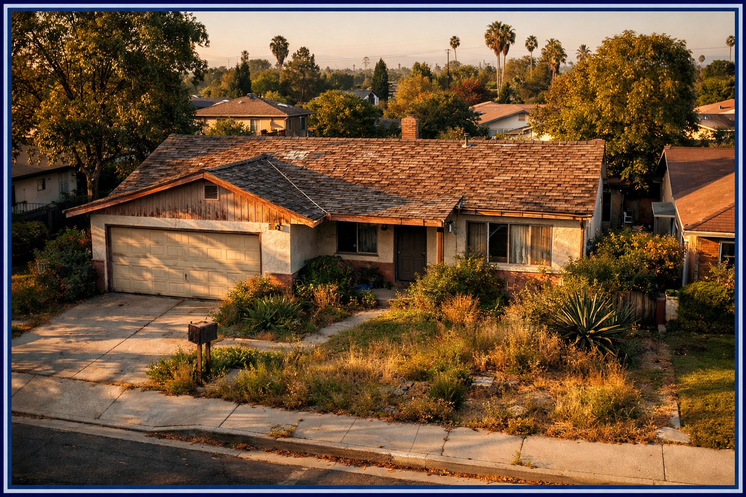 Older Los Angeles home with overgrown yard needing repairs eligible for as-is sale program Older Los Angeles home with overgrown yard needing repairs eligible for as-is sale program