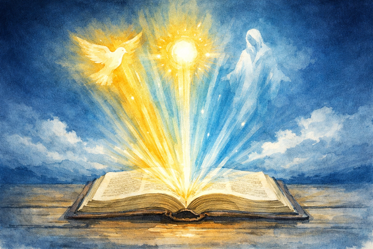 Artistic illustration of an open Bible representing the scriptural integrity of the 16 Fundamental Truths.