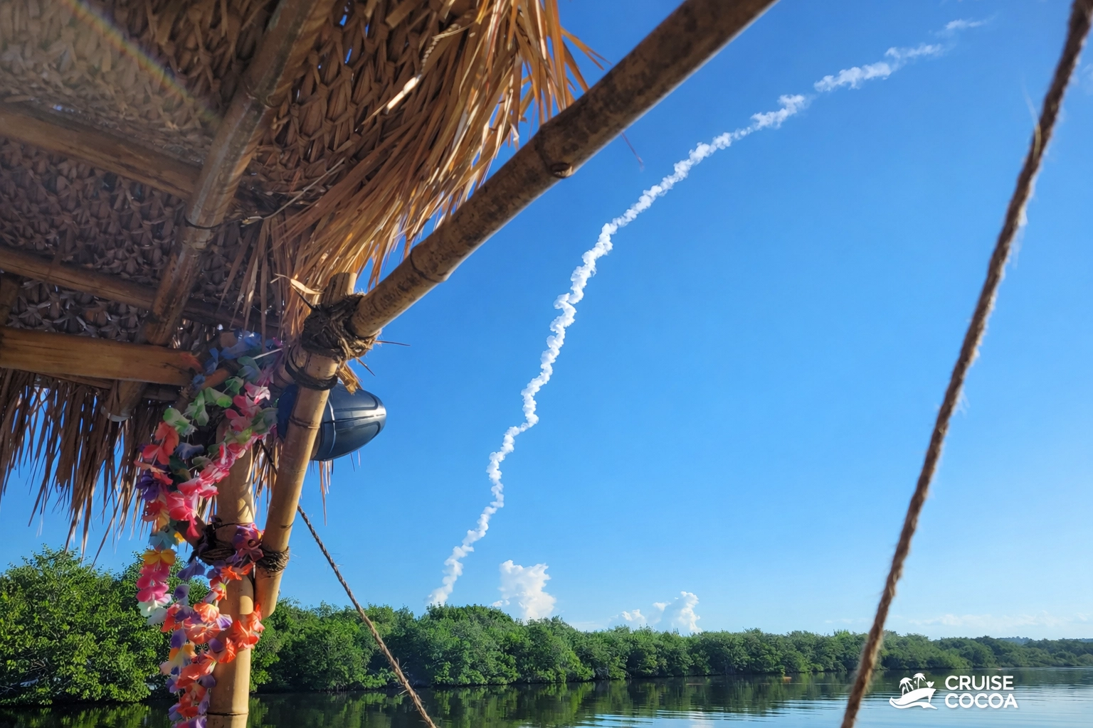 View from the Lei'd Back tiki boat during a rocket launch