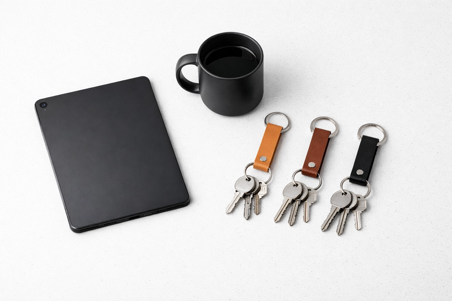 Organized Indianapolis property management workspace with unit keys, ready for scheduled maintenance turns.