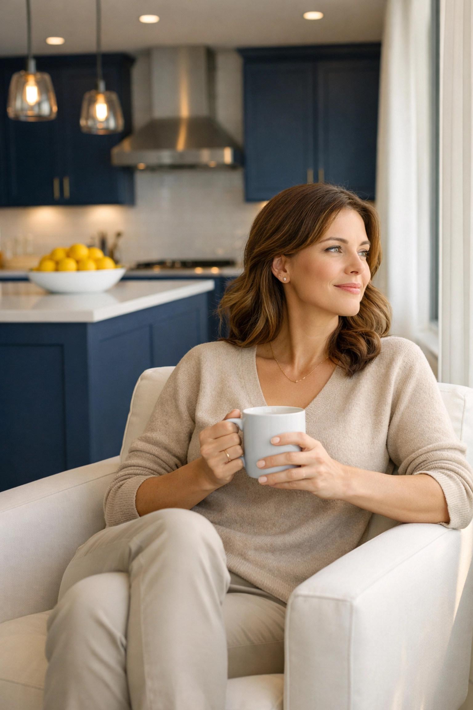 Busy professional enjoying a clean and serene home environment provided by recurring cleaning services.