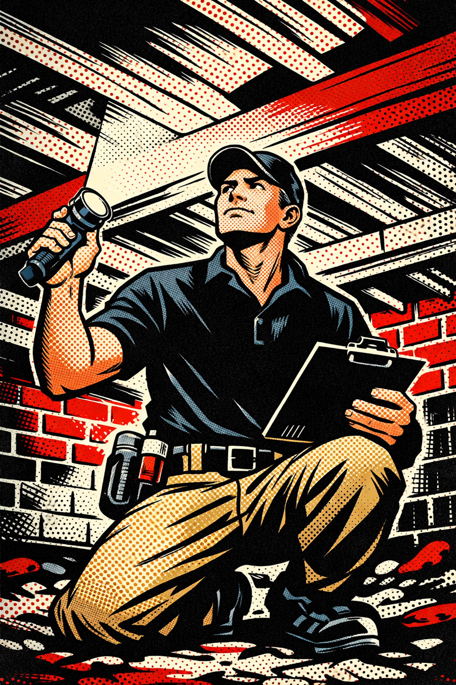 Professional pest control technician inspecting crawlspace for termite damage in Jasper home