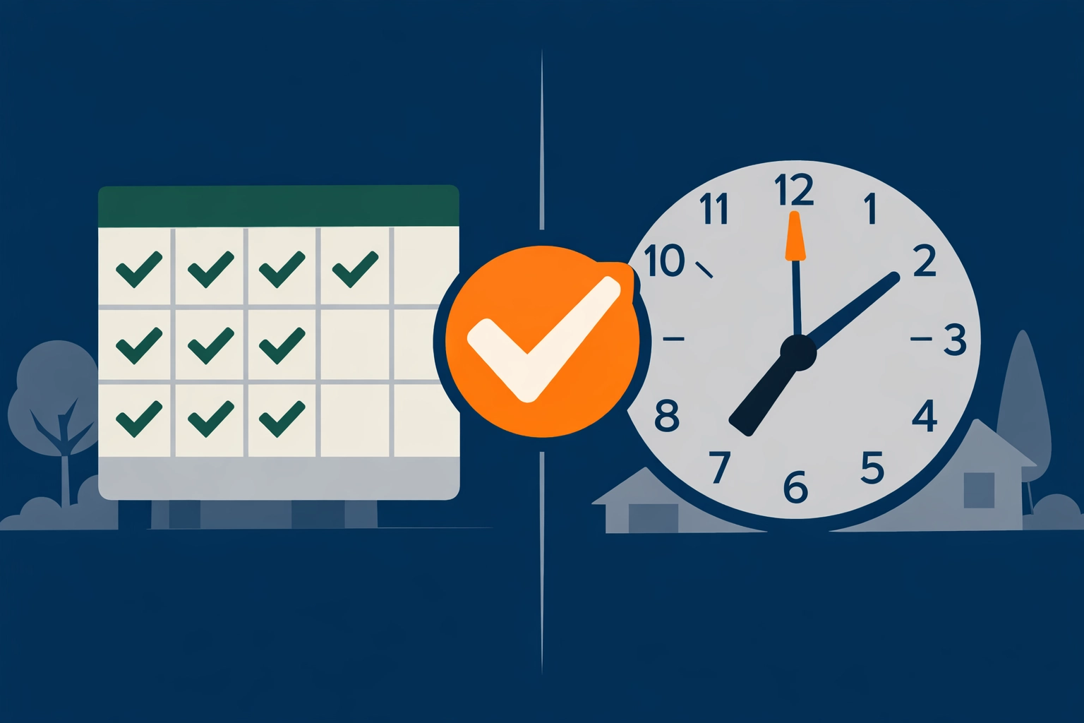 Scheduled property maintenance services with verified arrival times and completion checkmarks