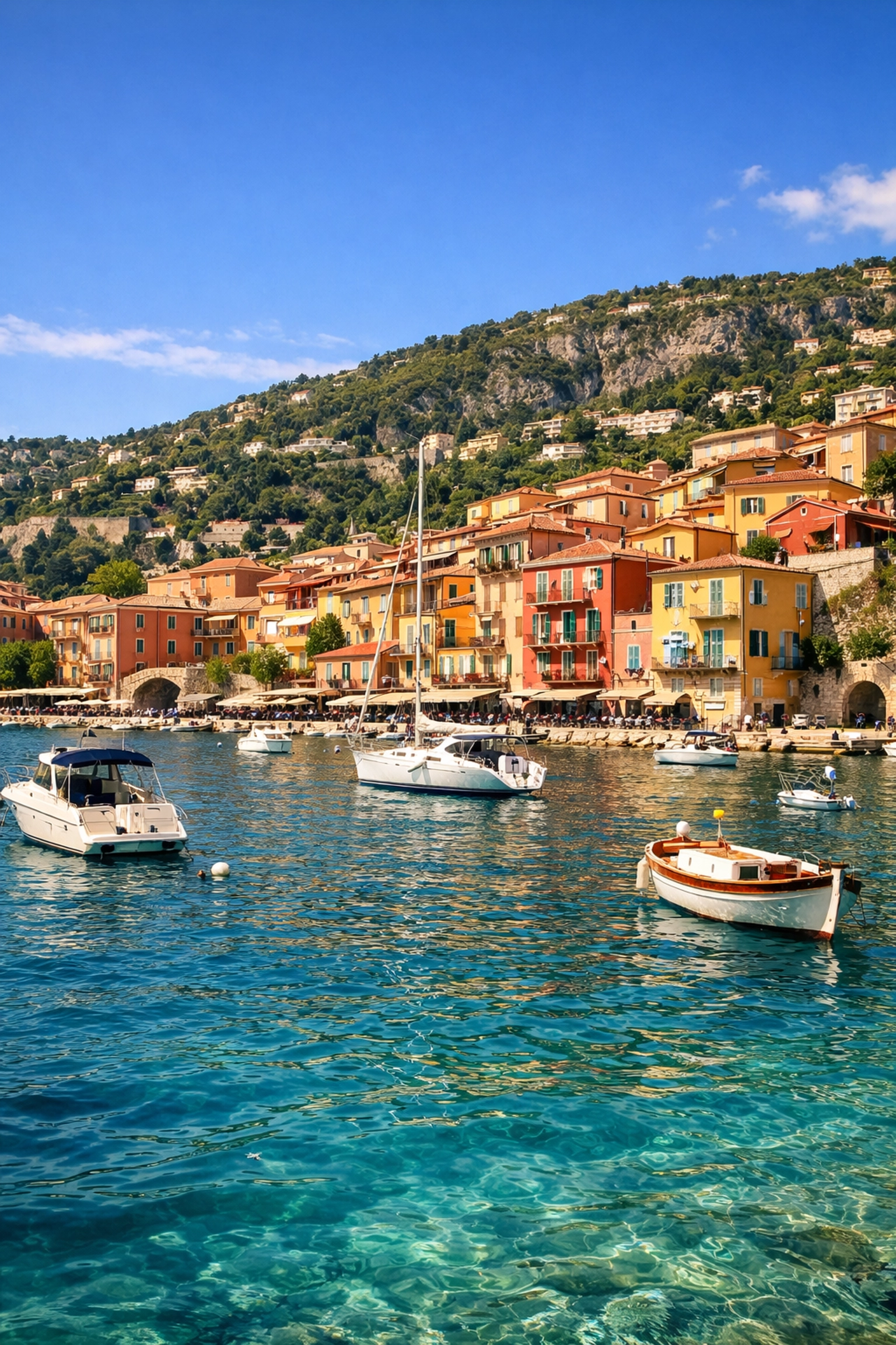 The picturesque harbor of Villefranche-sur-Mer on the French Riviera during a Med cruise.