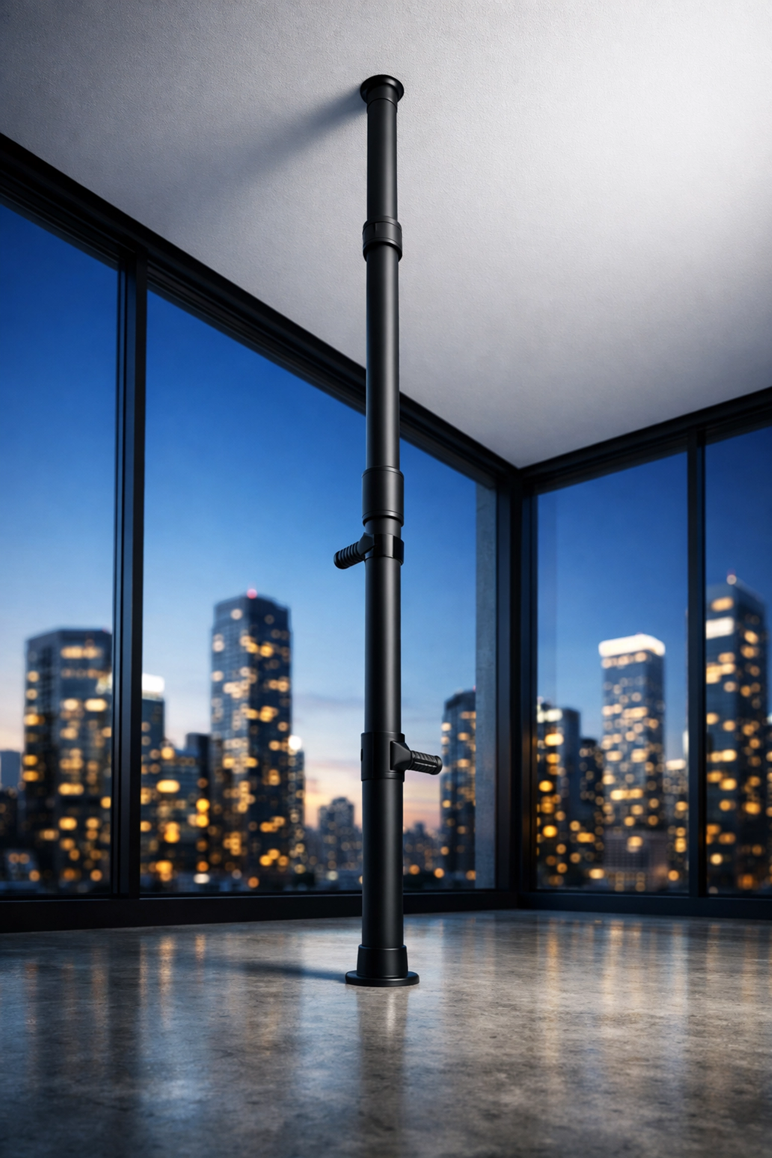 The Resistance Rail floor to ceiling gym system provides a professional home gym setup without wall damage.