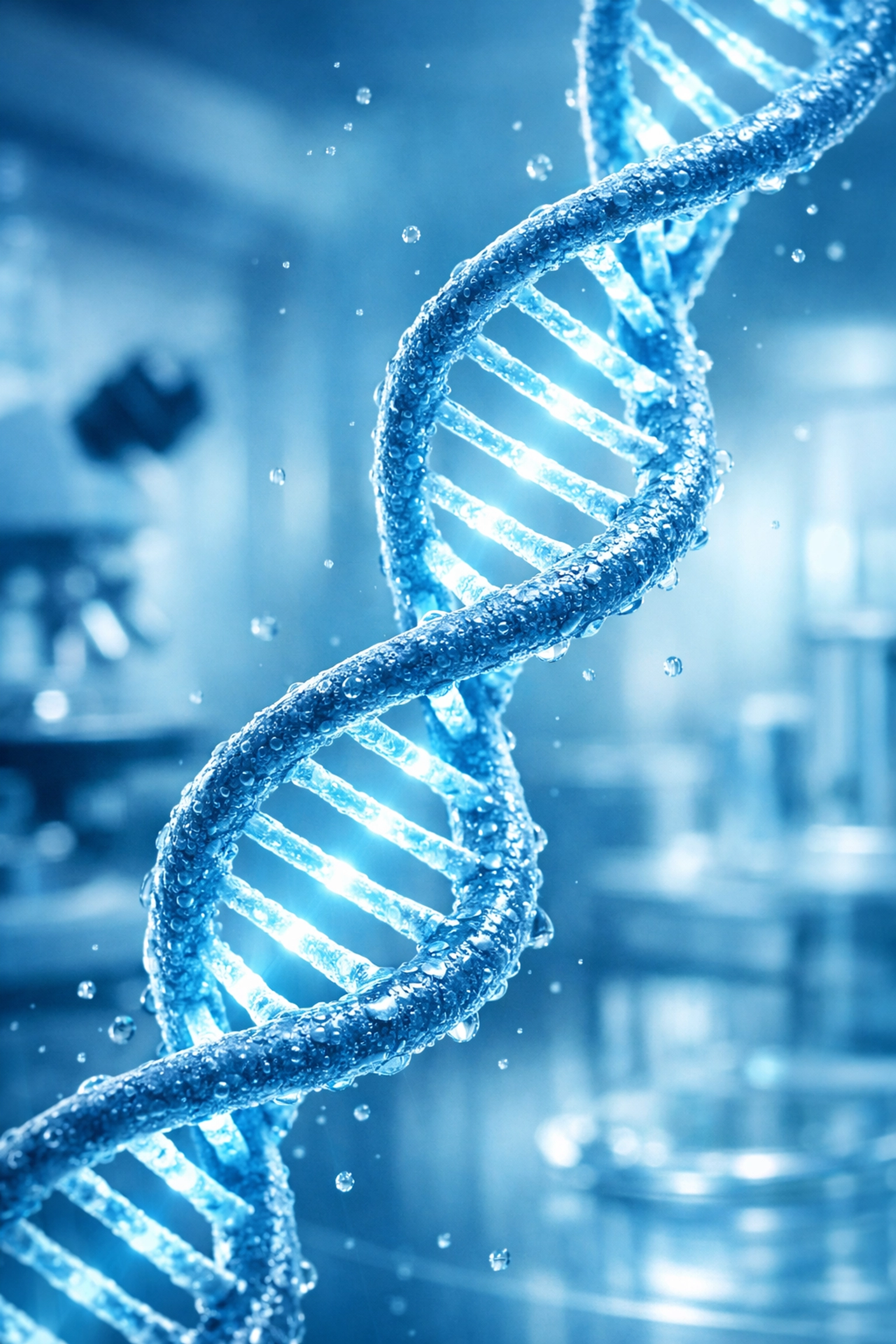 DNA double helix representing cellular repair and peptide anti aging benefits for clinical patients.