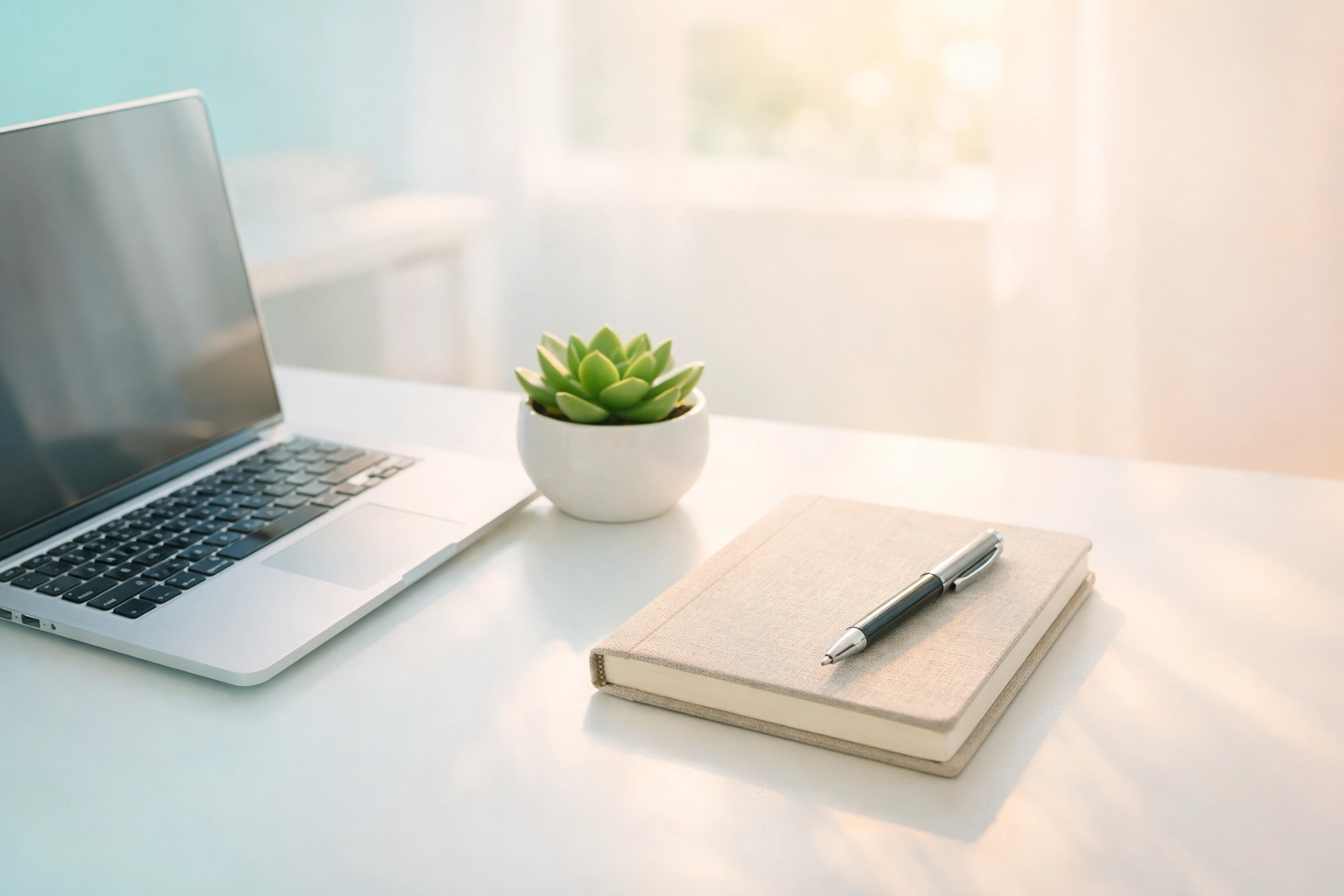 Clean, minimalist desk showing the focus-boosting benefits of professional office cleaning in Cedar Falls.