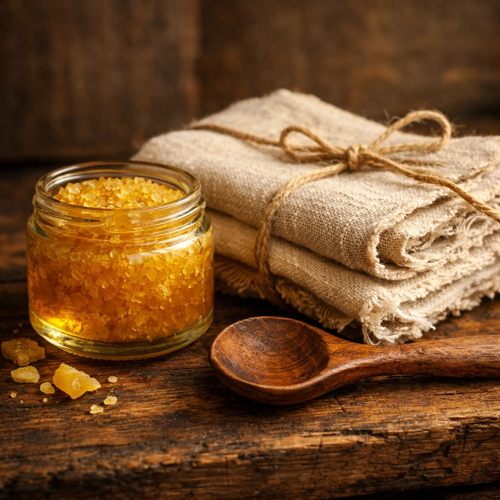 Natural beeswax and organic materials for finishing sustainable artisan home decor.