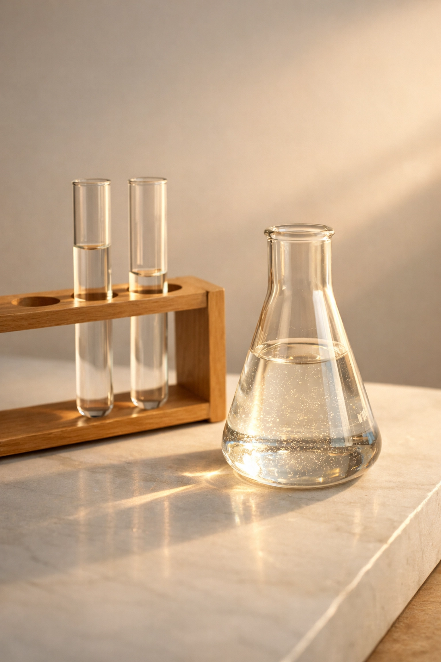 Elegant laboratory glassware representing the precision and prestige of mastering A Level Chemistry with expert tuition.