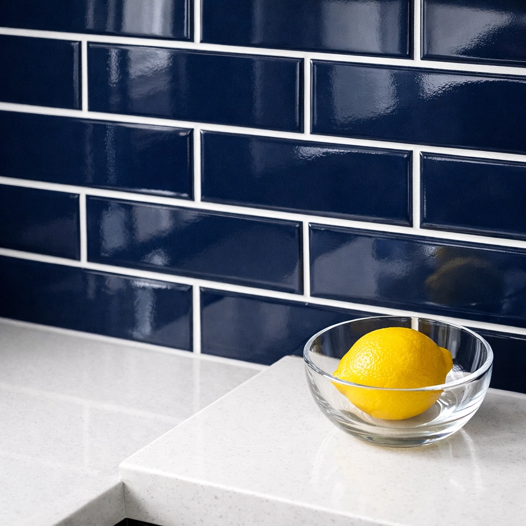 Modern kitchen backsplash showing clean tile and grout after residential cleaning in Leominster MA.