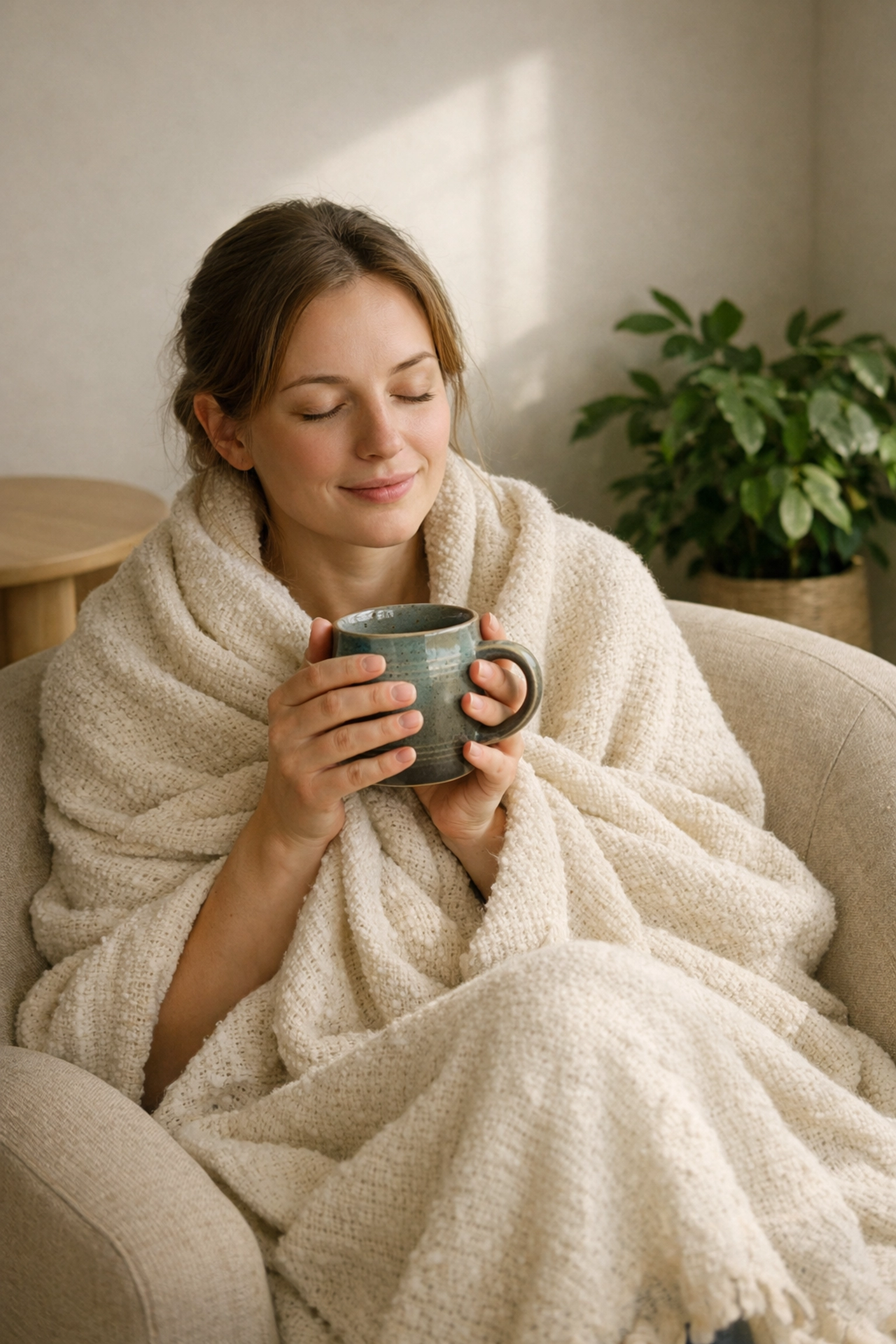 Neurodivergent adult resting in a quiet room, finding relief from ADHD-related perfectionism and burnout.